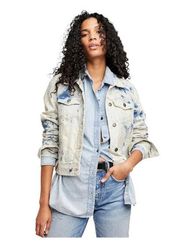 Free People Womens Rumors Denim Jacket Tie Dye Distressed Size Small NWT