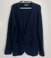 soft preppy navy blue sweater blazer size XL