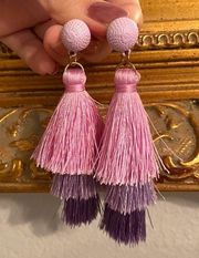 purple tassle earrings