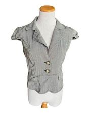 Womens SO Herringbone Cap Sleeve City Knit  Business Chic Blazer Jacket - Sz L