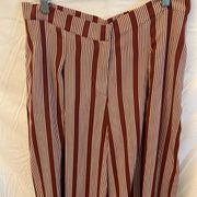 Umgee: Burgundy/white stripes, lightweight, extra wide leg pants- L  *flaw*