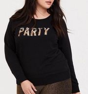 Torrid Sweatshirt Deep Black Party Gold Sequin & Black Crew Neck Sz 3X (3) EUC