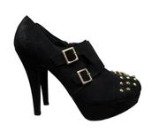 G by Guess Black Gold Studded Ankle Stiletto Heeled Booties 10