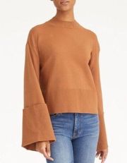 High Cuff Mock Neck Pullover Sweater in Toasted Almond