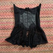 DREAM GIRL BLACK SHEER LACE ZIP UP SEXY CUT OUT CORSET TOP