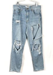 Distressed Boyfriend Fit High Waisted Ripped Boyfriend Jeans Size 27