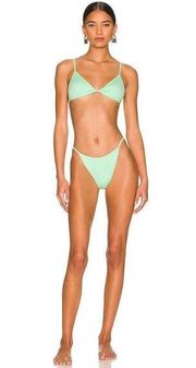 Revolve Peixoto Tinga Triangle Cheeky Bikini Bottom Thin Side Straps Mint Rib XS