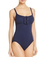 Tommy Bahama New.  navy lace front swimsuit.