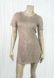 Faux Suede Dress Size Small Womens Casual Business Short Sleeve