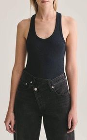 black ribbed tank bodysuit size S