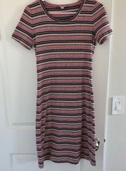 Loft ribbed short sleeve striped dress