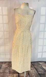 Petal and pup pastel yellow floral tie back midi sundress size 4