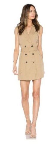 Saylor Briella Sleeveless Belted Trench Mini Dress in Khaki Tan