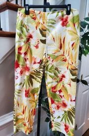 Linda Allard Ellen Tracy Women Multicolor Floral Mid Rise Straight Leg Pants 14