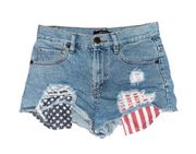 distressed denim shorts w/ american flag pockets |  | size 25