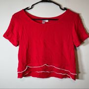 Francescas Alya Red & White Short Sleeve Crop Top Size S
