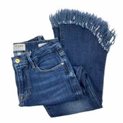 Frame Denim Le Crop Mini Boot Jeans Shredded Raw Bayberry Size 26