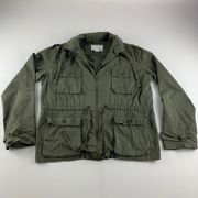 Bar III Olive Poplin Canvas Zip Front Field Jacket L