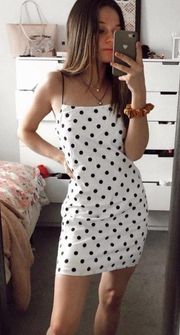 black and white polka dot dress