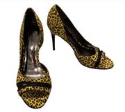 Carlos Santana Tropicana Leopard Print Open Toe Pump