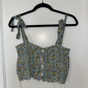 Raw Edge Floral Crop Top