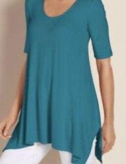 Soft Surroundings Jersey Timely Stretchy Tunic Top Turkish Teal Women’s Size Sm