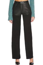 Camila Coelho Marceline Leather Pant Black MEDIUM Chaps Straight Designer NEW