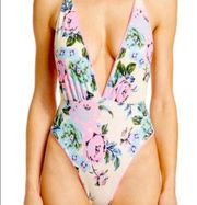 NWT Maaji one piece swimsuit reversible aurora pink n floral medium