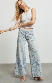 BDG Low & Wide Jeans 25 Floral Print Wide Leg Low Rise Puddle Skater UO 90s Y2K