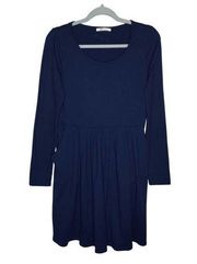 Andree by Unit Fit & Flare Skater Swing Mini Dress Pleated Pullover Blue Small