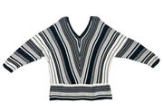 NWT Lane Bryant Black White Stripe Dolman Sleeve V-Neck Sweater Size 14/16