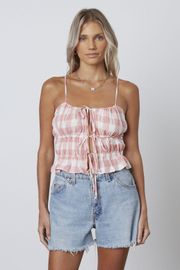 Pink Gingham Tie Top