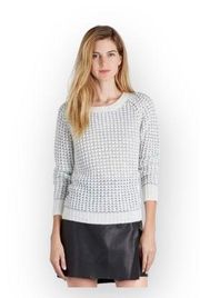 ✵ Kyleen Metallic Sequin Wool Blend Crewneck Sweater ✵ Porcelain Silver XS