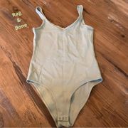 $95 Rag & Bone The Tank Stretch Cotton Bodysuit Top in Sage Green Size XS