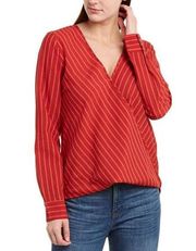 BCBG MAXAZRIA VENETIAN RED WRAP BLOUSE NWOT SIZE M E21