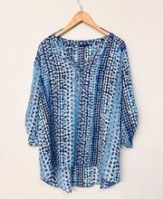 Sami & Jo Blue Lightweight Boho Blouse size 1X