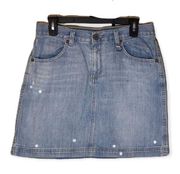 Calvin Klein Vintage Denim Skirt Distressed Dots 6