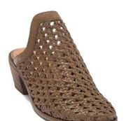 Crevo Anthropologie Neva Woven Leather Mules Stacked Heel Women’s Size6.5  B53