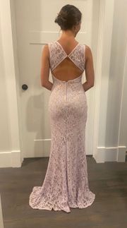 Lavender Purple Sparkly Lace Prom Dress With Train And Slit