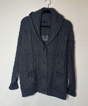 566-SKULL CASHMERE Charcoal Oversized Button Down Cable Knit Cardigan