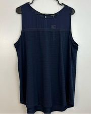 NWT Papermoon Lucy Sheer Yoke Knit Tank Dark Blue Size 1X