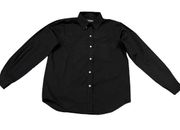 Lands' End Women's Black Long Sleeve Button-Up Collared Shirt Size Small