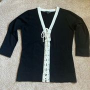 Boston Proper Black Top With Full Lace UpClosure   Size Medium