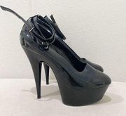 Ellie Black Patent Platform Dancer stripper Heels Stiletto size 10