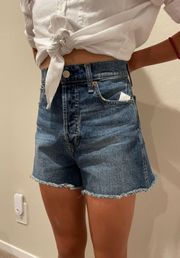 High Rise Dark Denim Shorts