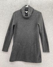 J.Jill Women's Long Sweater Turtleneck Fleece Solid Gray Size XS Pockets