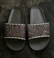 Victoria’s Secret PINK Black/Glitter Slides