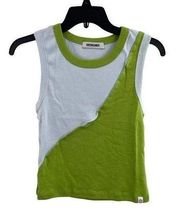 Daydreamer Half & Half Muscle Tank Green Blue New