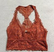 Kimchi Blue Rust Orange Lace Bralette Size Small EUC