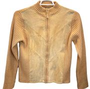 Designers Originals Studio Sweater Tan Size M Jacket Leather Vintage Full Zipper